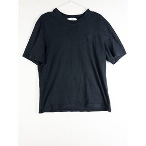 AMI Alexandre Matiussi‎ T Shirt Mens M Black Logo Embroidered Portugal Cotton